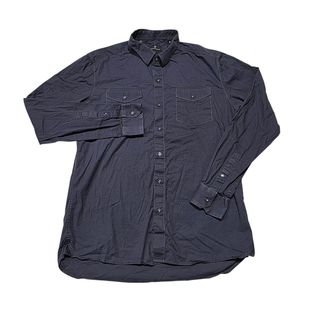 7 Diamonds Originals Mens M Navy Blue 100% Cotton Long Sleeve Button Up Shirt